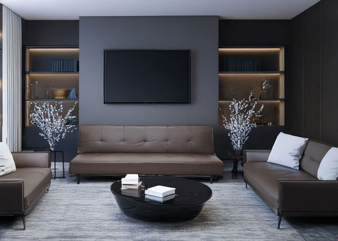 Cosmo Casa - 3-zitsbank - Slaapbank - Textiel - Grijs - 195 cm