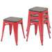 Cosmo Casa - Set van 4 Krukken - Stapelbaar - Metaal & Hout - Rood