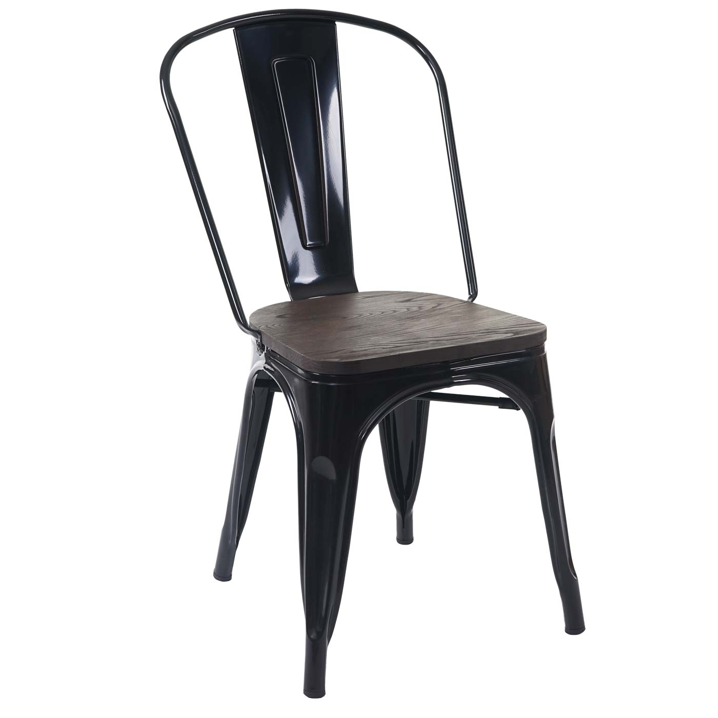 Cosmo Casa - Set van 4 Bistrostoelen - Stapelbaar - Metaal & Hout - Zwart