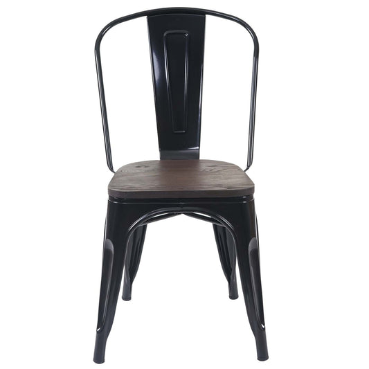 Cosmo Casa - Set van 4 Bistrostoelen - Stapelbaar - Metaal & Hout - Zwart