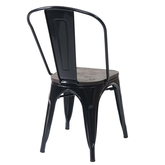 Cosmo Casa - Set van 4 Bistrostoelen - Stapelbaar - Metaal & Hout - Zwart