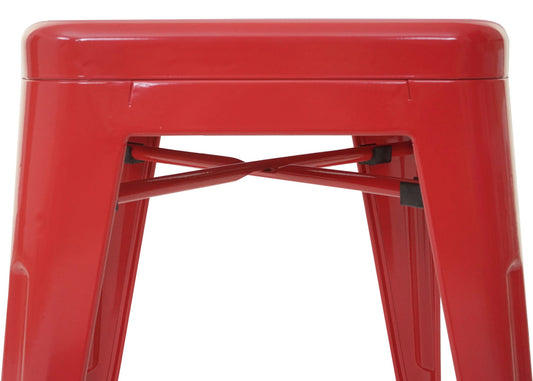 Cosmo Casa - Set van 4 Krukken - Stapelbaar - Metaal - Rood