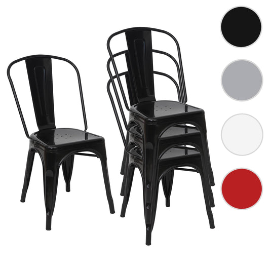 Cosmo Casa - Set van 4 Stoelen - Stapelbaar - Metaal - Zwart