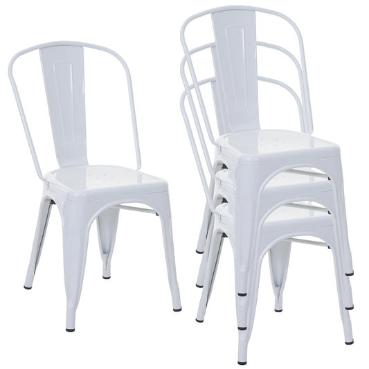 Cosmo Casa - Set van 4 Stoelen - Stapelbaar - Metaal - Wit