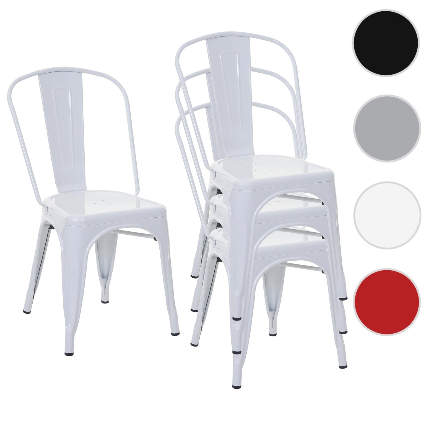 Cosmo Casa - Set van 4 Stoelen - Stapelbaar - Metaal - Wit