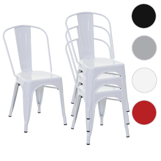 Cosmo Casa - Set van 4 Stoelen - Stapelbaar - Metaal - Wit