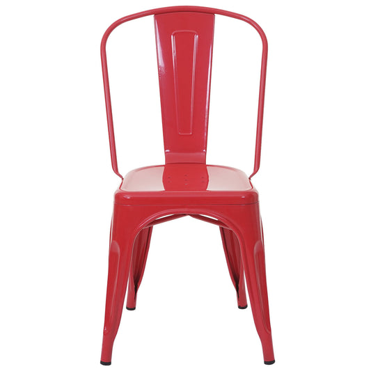 Cosmo Casa - Set van 4 Stoelen - Stapelbaar - Metaal - Rood