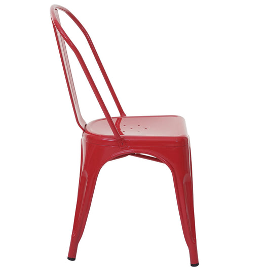 Cosmo Casa - Set van 4 Stoelen - Stapelbaar - Metaal - Rood