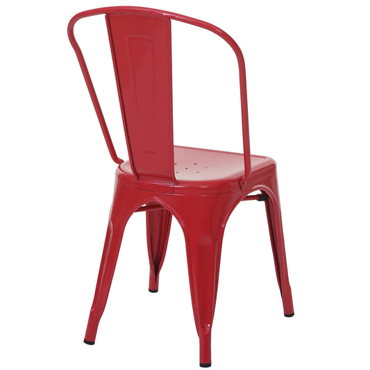 Cosmo Casa - Set van 4 Stoelen - Stapelbaar - Metaal - Rood