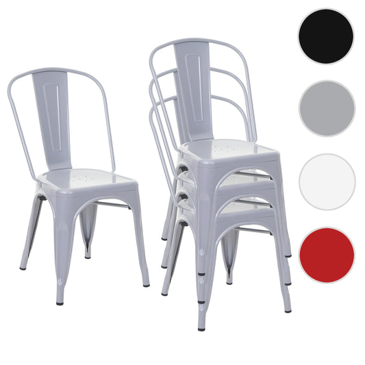 Cosmo Casa - Set van 4 Stoelen - Stapelbaar - Metaal - Grijs