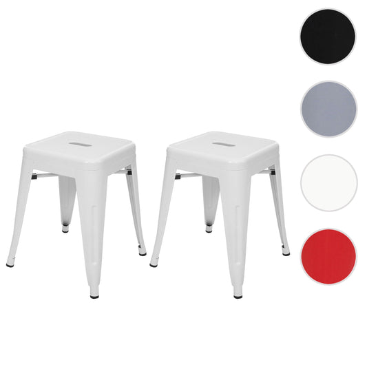 Cosmo Casa - Set van 2 Krukken - Stapelbaar - Metaal - Wit