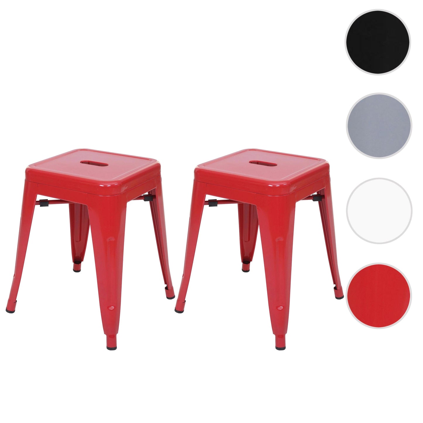 Cosmo Casa - Set van 2 Krukken - Stapelbaar - Metaal - Rood