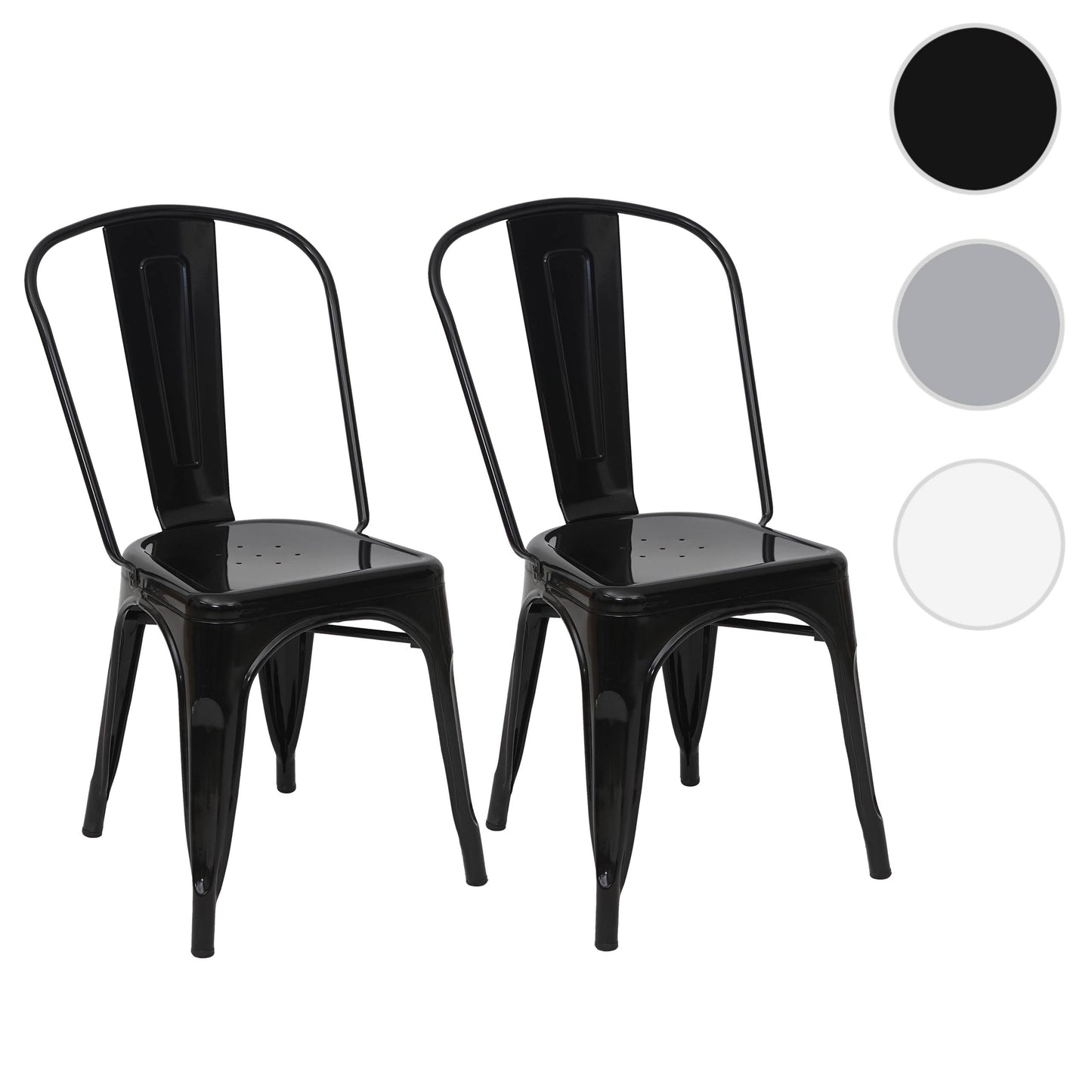 Cosmo Casa - Set van 2 Stoelen - Stapelbaar - Metaal - Zwart