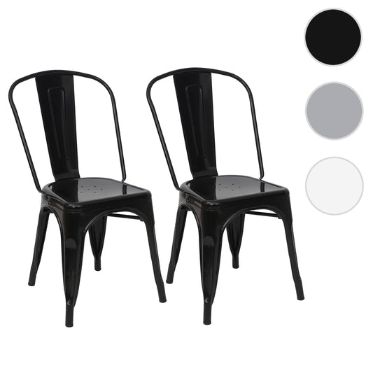 Cosmo Casa - Set van 2 Stoelen - Stapelbaar - Metaal - Zwart