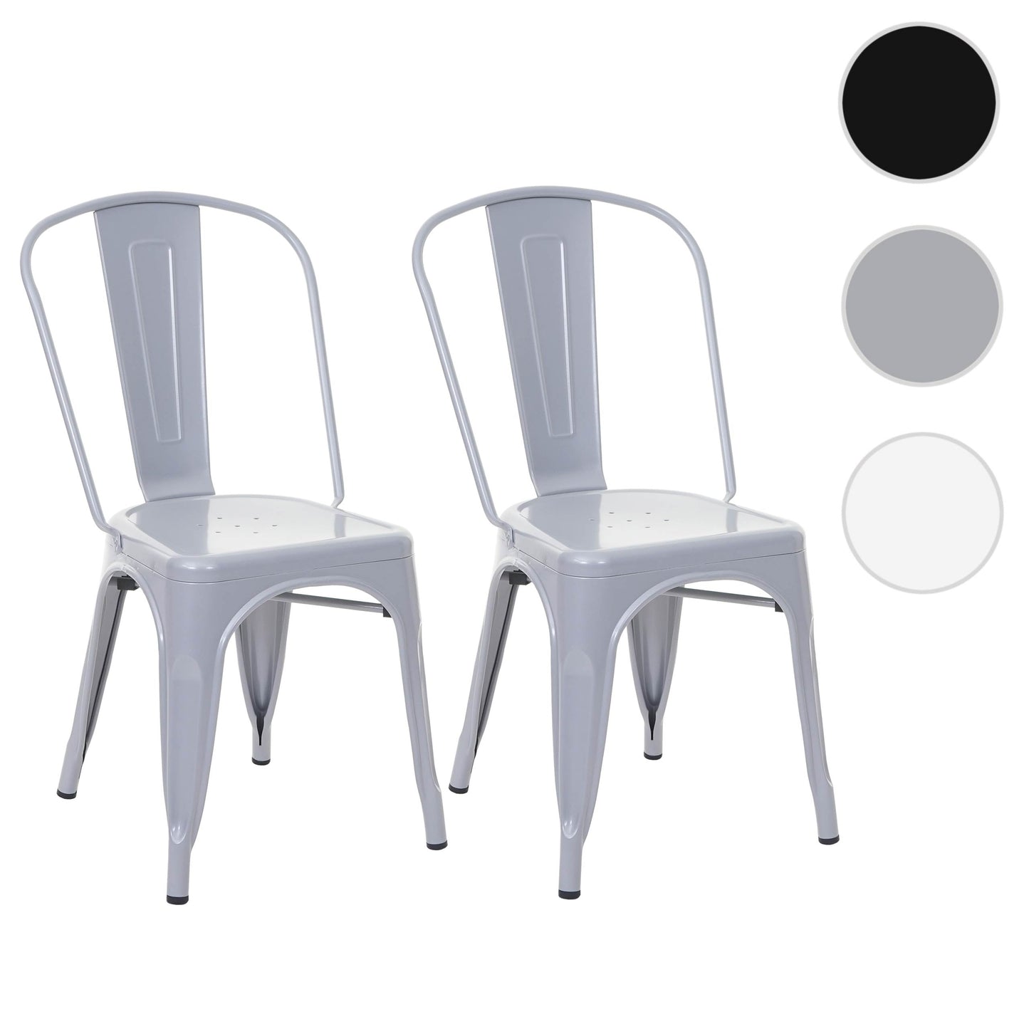Cosmo Casa - Set van 2 Stoelen - Stapelbaar - Metaal - Grijs