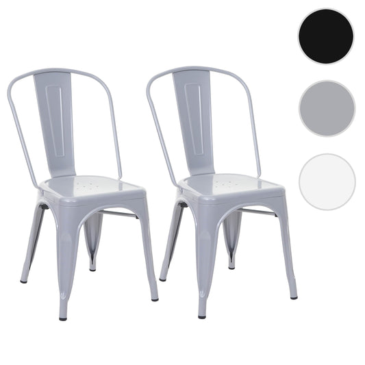 Cosmo Casa - Set van 2 Stoelen - Stapelbaar - Metaal - Grijs