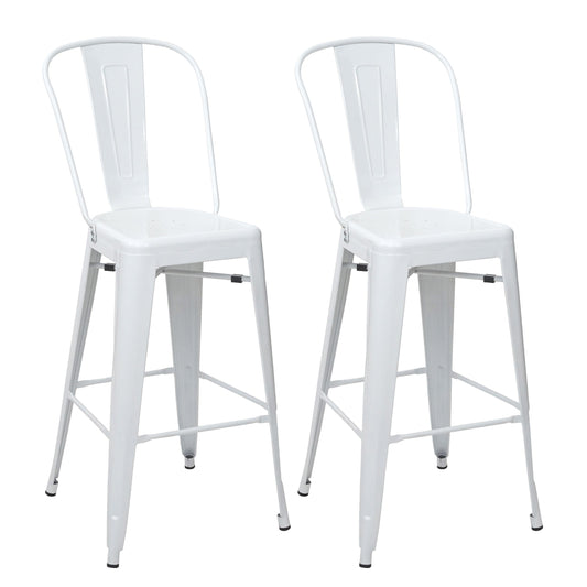 Cosmo Casa - Set van 2 Barkrukken - Rugleuning - Metaal - Wit