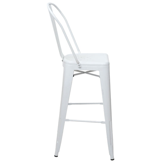 Cosmo Casa - Set van 2 Barkrukken - Rugleuning - Metaal - Wit