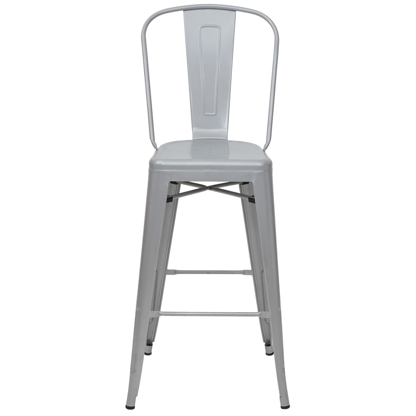 Cosmo Casa - Set van 2 Barkrukken - Met rugleuning - Metaal & Hout - Grijs