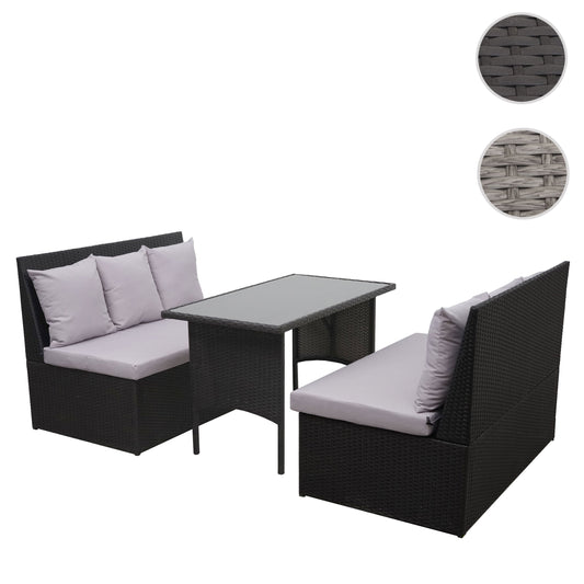 Cosmo Casa - Polyrotanset - Lounge - Polyrotan - Zwart & Lichtgrijs - 2×2-zits
