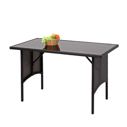 Cosmo Casa - Eettafel - Horeca - Polyrotan - Zwart - 112×60 cm