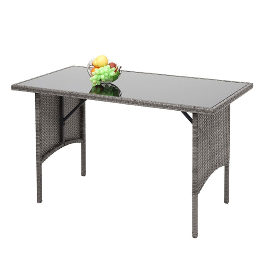 Cosmo Casa - Eettafel - Horeca - Polyrotan - Grijs - 112×60 cm
