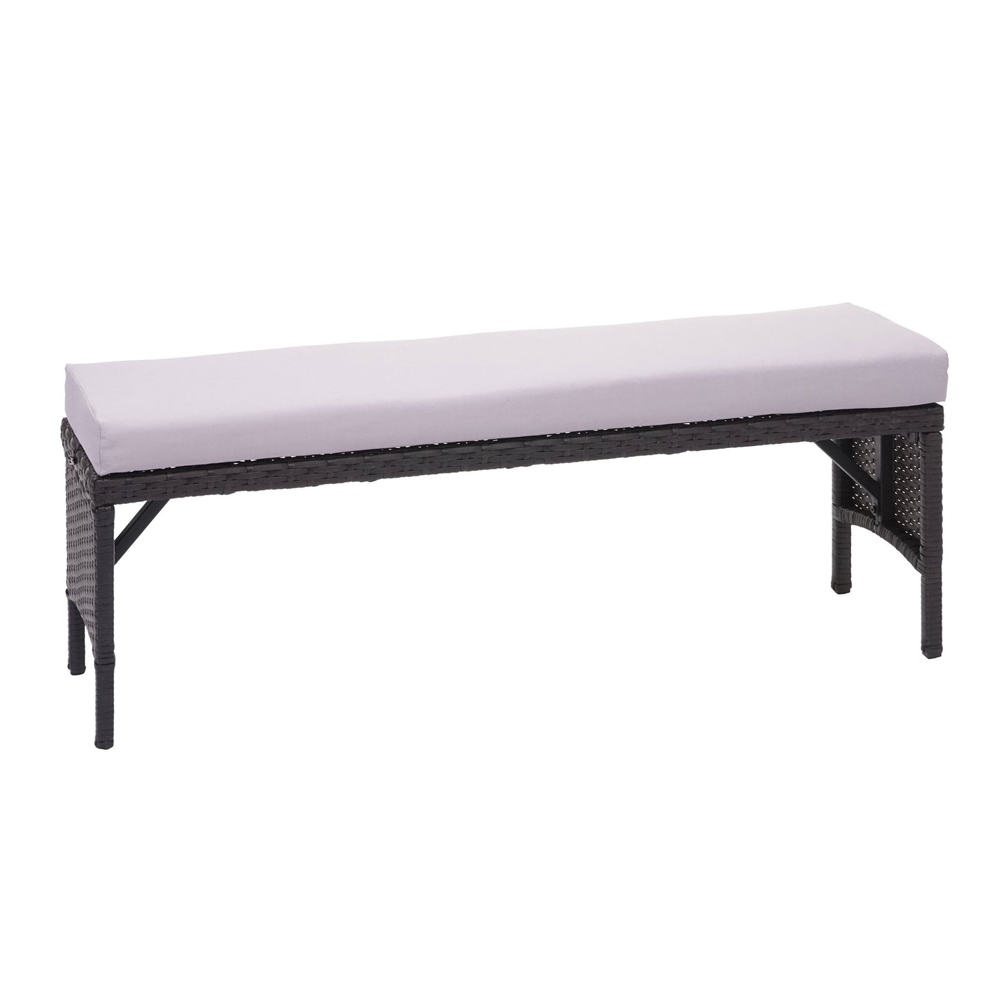 Cosmo Casa - Bank - Lounge - Polyrotan - Zwart & Lichtgrijs - 112 cm