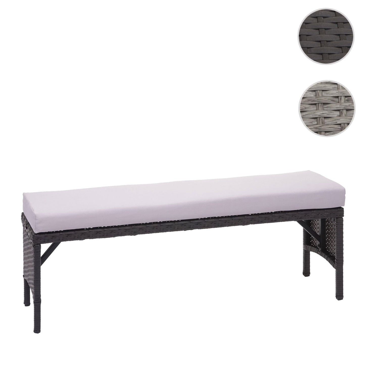 Cosmo Casa - Bank - Lounge - Polyrotan - Zwart & Lichtgrijs - 112 cm