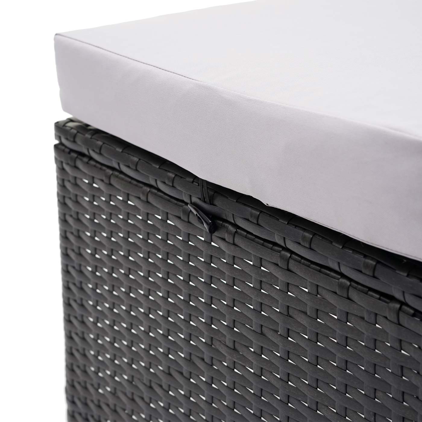 Cosmo Casa - Bank - Lounge - Polyrotan - Zwart & Lichtgrijs - 112 cm