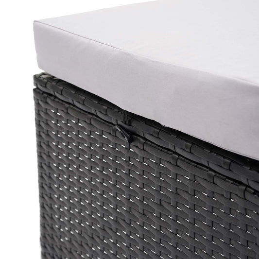 Cosmo Casa - Bank - Lounge - Polyrotan - Zwart & Lichtgrijs - 112 cm