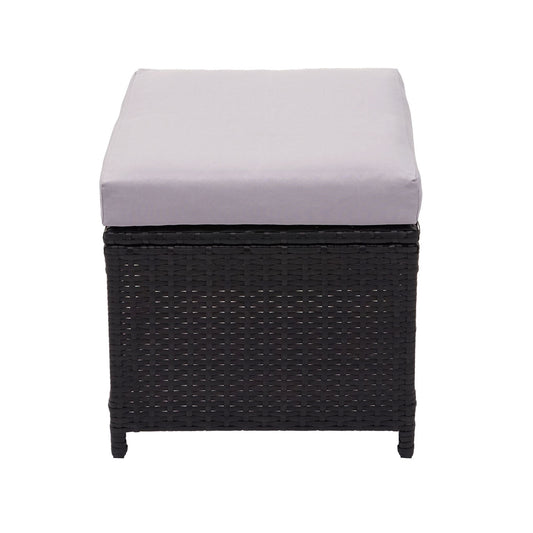 Cosmo Casa - Set van 2 Krukken - Bistro - Polyrotan - Zwart & Lichtgrijs