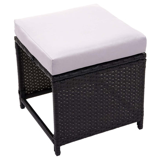 Cosmo Casa - Set van 2 Krukken - Bistro - Polyrotan - Zwart & Lichtgrijs