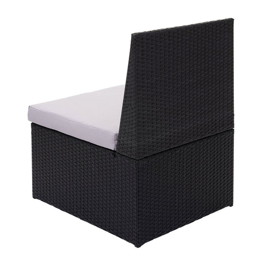 Cosmo Casa - Fauteuil - Lounge - Polyrotan - Zwart & Lichtgrijs