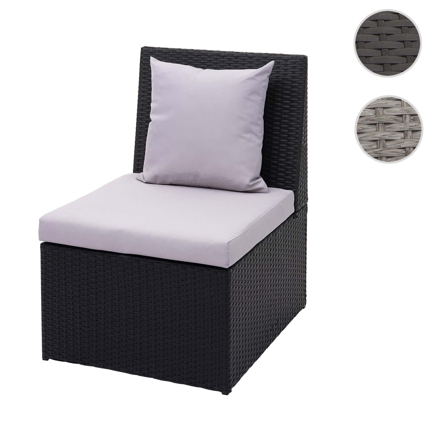 Cosmo Casa - Fauteuil - Lounge - Polyrotan - Zwart & Lichtgrijs