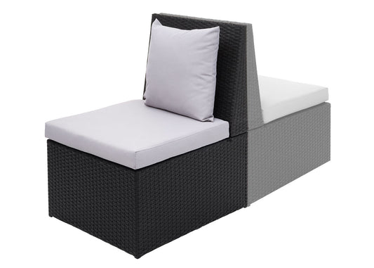 Cosmo Casa - Fauteuil - Lounge - Polyrotan - Zwart & Lichtgrijs