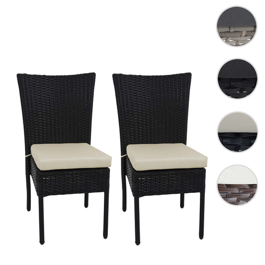 Cosmo Casa - Set van 2 Stoelen - Stapelbaar - Polyrotan - Zwart & Crème