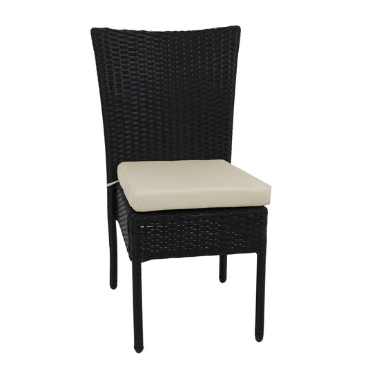 Cosmo Casa - Set van 2 Stoelen - Stapelbaar - Polyrotan - Zwart & Crème