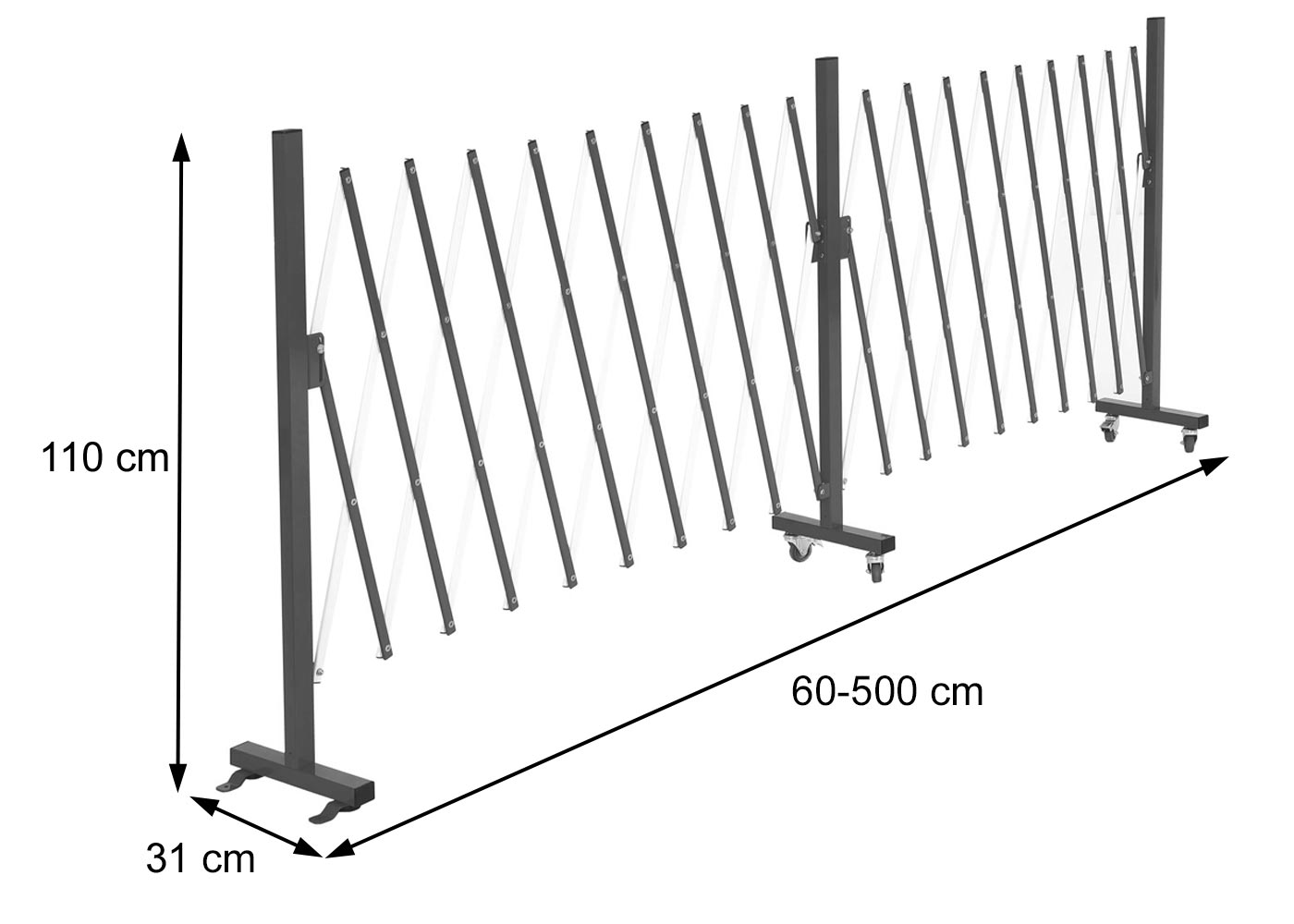 Cosmo Casa - Aluminium Sperrooster - Verrijdbaar Uitschuifbaar - Staal - Rood-Wit - 110x60-500cm