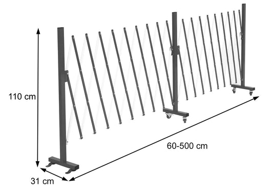 Cosmo Casa - Aluminium Sperrooster - Verrijdbaar Uitschuifbaar - Staal - Rood-Wit - 110x60-500cm