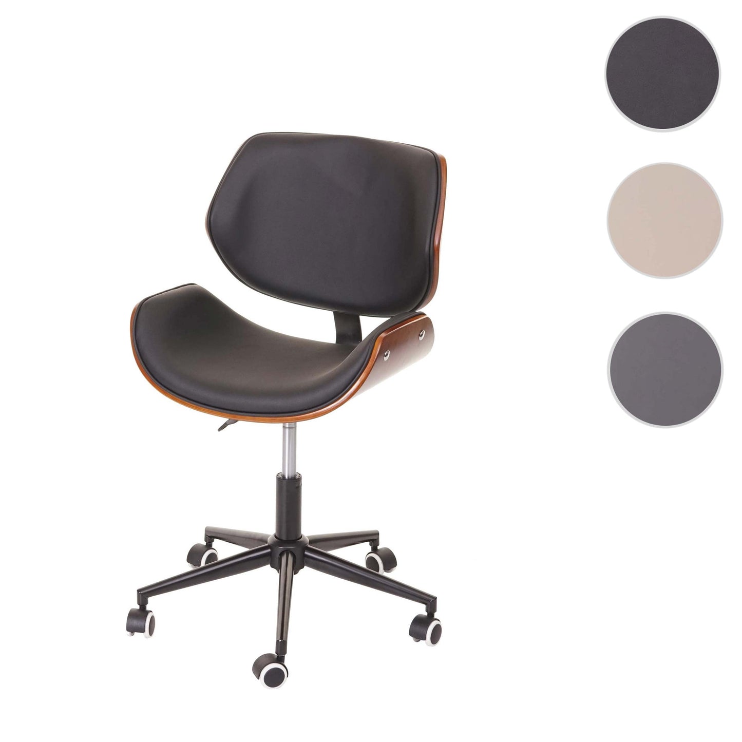 Cosmo Casa - Bureaustoel - Retro - Hout - Zwartbruin