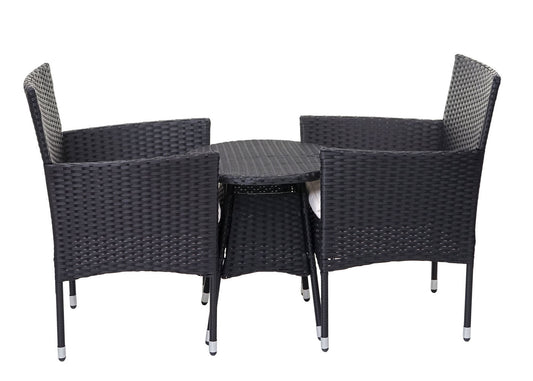 Cosmo Casa - Balkonset - Zitset - Polyrotan - Antraciet & Crème