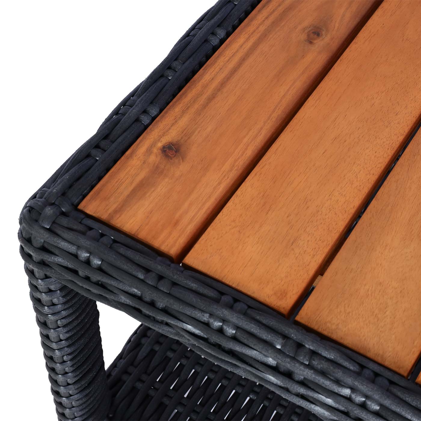 Cosmo Casa - Tuinset – Zitgroep Loungeset - Acaciahout & Halfrond Rotan - Antraciet - Grijze Kussens