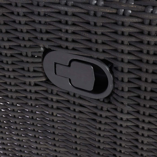 Cosmo Casa - Tuinset – Zitgroep Loungeset - Acaciahout & Halfrond Rotan - Antraciet - Grijze Kussens