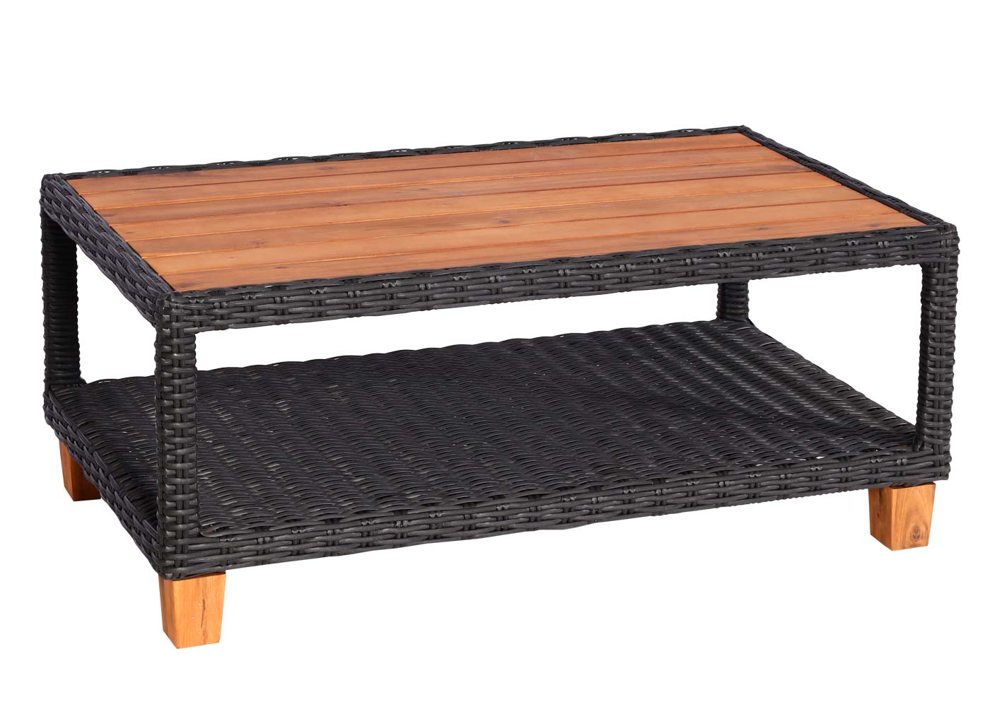 Cosmo Casa - Tuinset – Zitgroep Loungeset - Acaciahout & Halfrond Rotan - Antraciet - Grijze Kussens