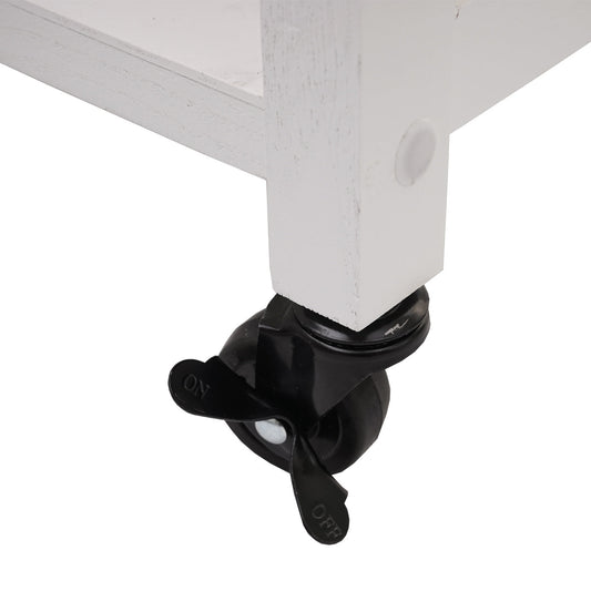 Cosmo Casa - Serveerwagen - Keukentrolley - Grenen hout - Naturel & Wit - 89×119×41 cm