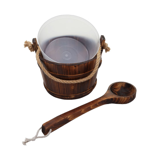 Cosmo Casa - Sauna-emmer - Met inzetstuk - Grenenhout - Donkerbruin - 3,5 L