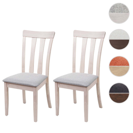 Cosmo Casa - Set van 2 Keukenstoelen - Licht frame - Hout & Textiel - Grijs