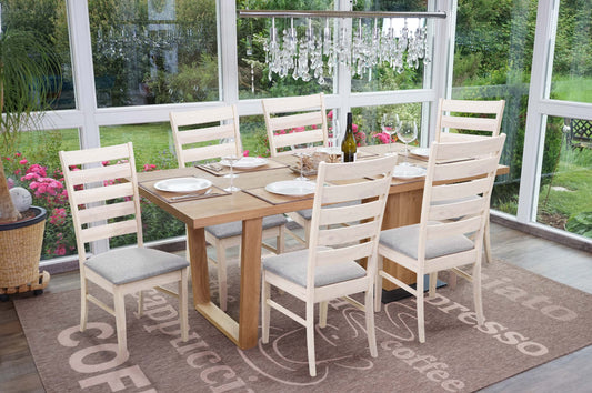 Cosmo Casa - Set van 2 Keukenstoelen - Licht frame - Hout & Textiel - Grijs