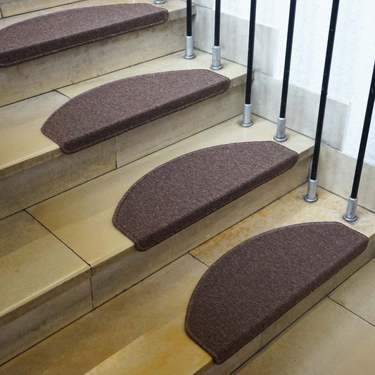 Cosmo Casa - Set van 15 trapmatten - Halfrond - Textiel - Bruin - 65×25 cm