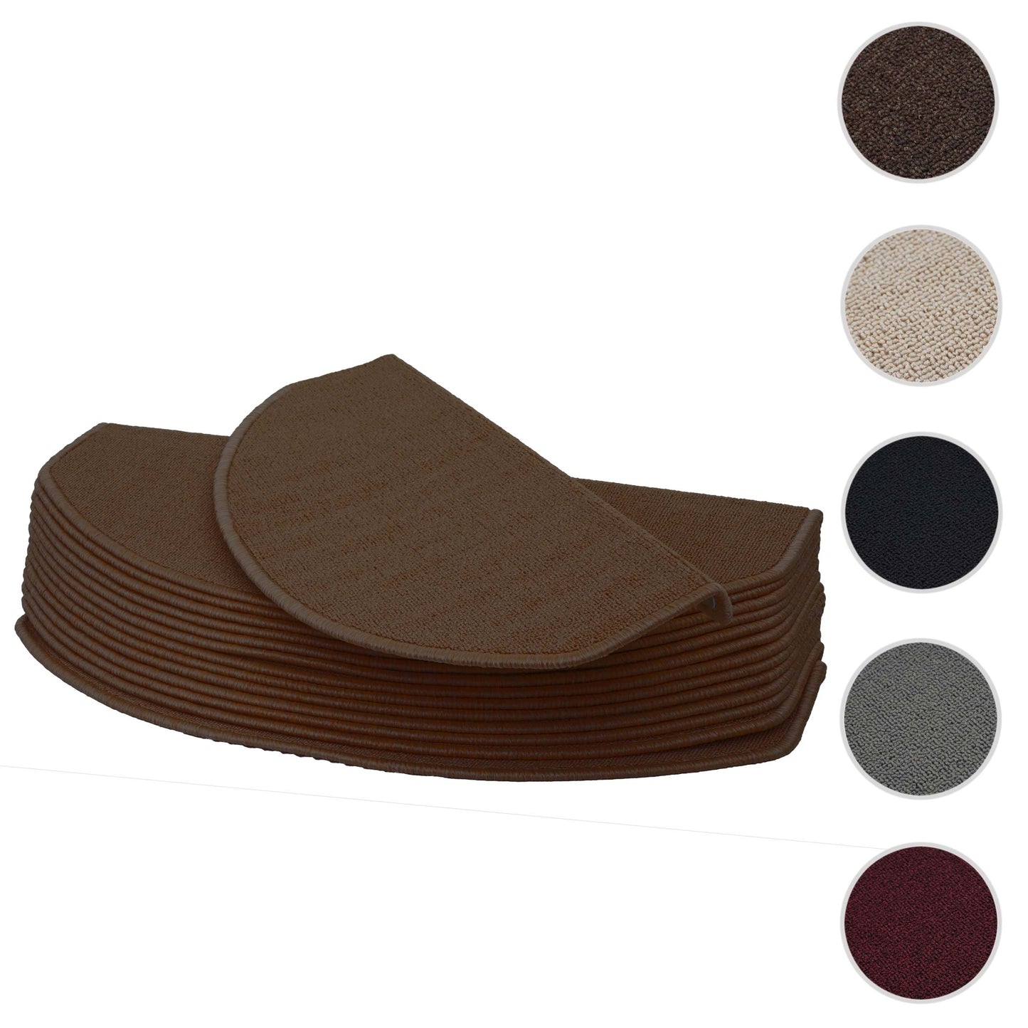 Cosmo Casa - Set van 15 trapmatten - Halfrond - Textiel - Bruin - 65×25 cm